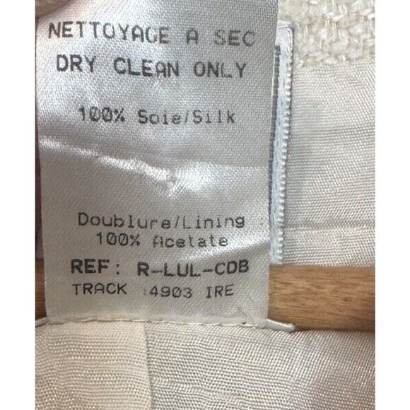 Paule Vasseur Lulu Beige Tweed Beaded Floral Blazer Silk Jacket Formal 44/ 12 US - Picture 11 of 11